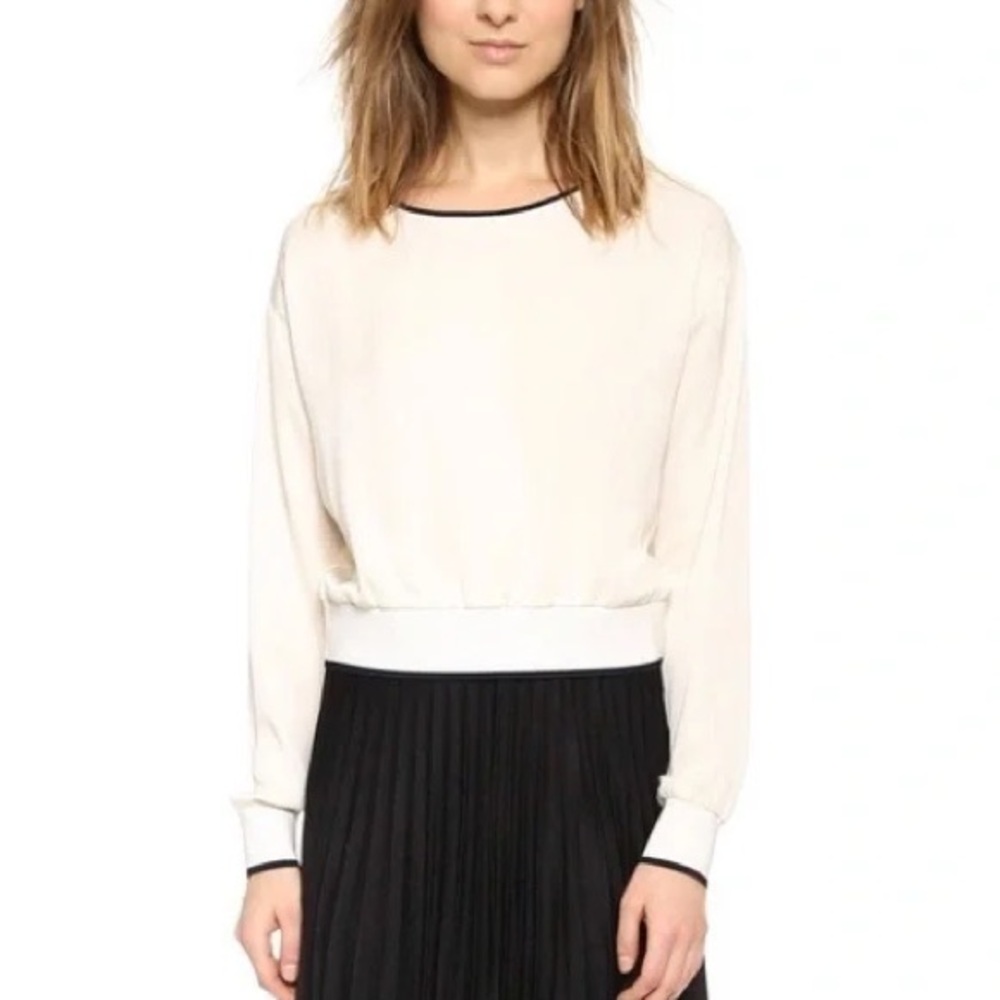 THEORY Delpy S Georgette Silk Cream Blouse - Size Petite